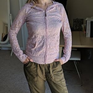 Iris Blush Sheer Lace Hoodie Size M
